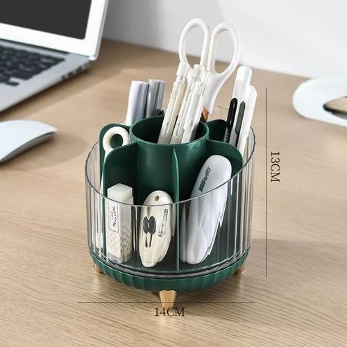 Plastic Box - Makeup Brush Holder with lid,360 Rotating Makeup Organizer