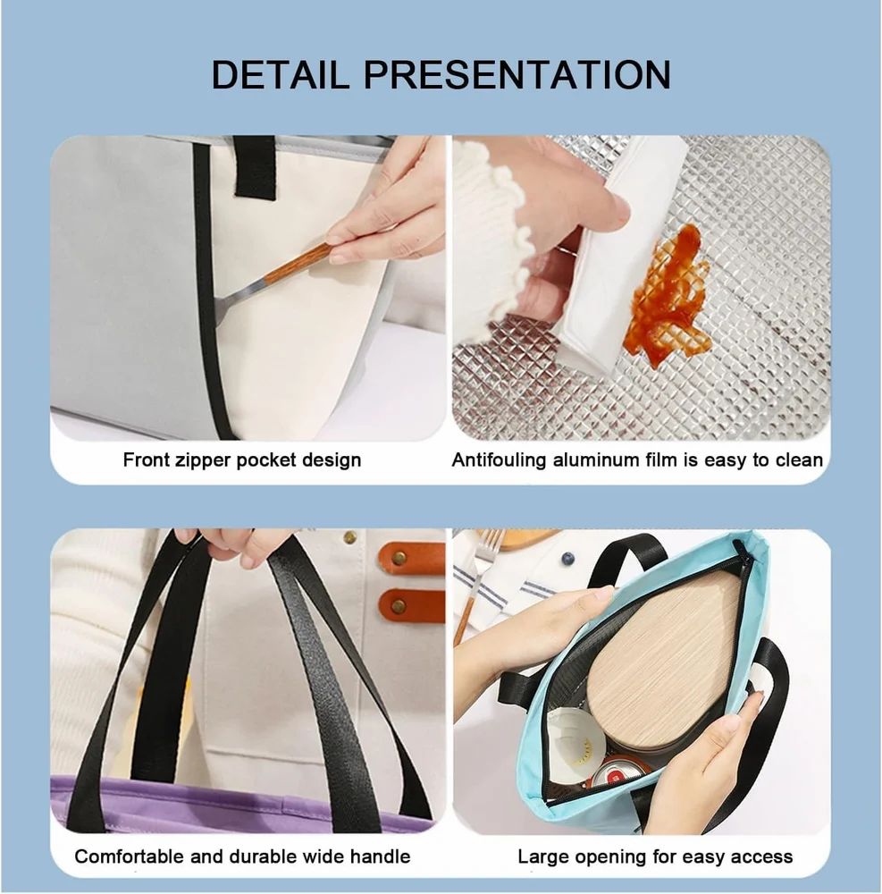 compact insulated Oxford lunch bag with a waterproof aluminum foil