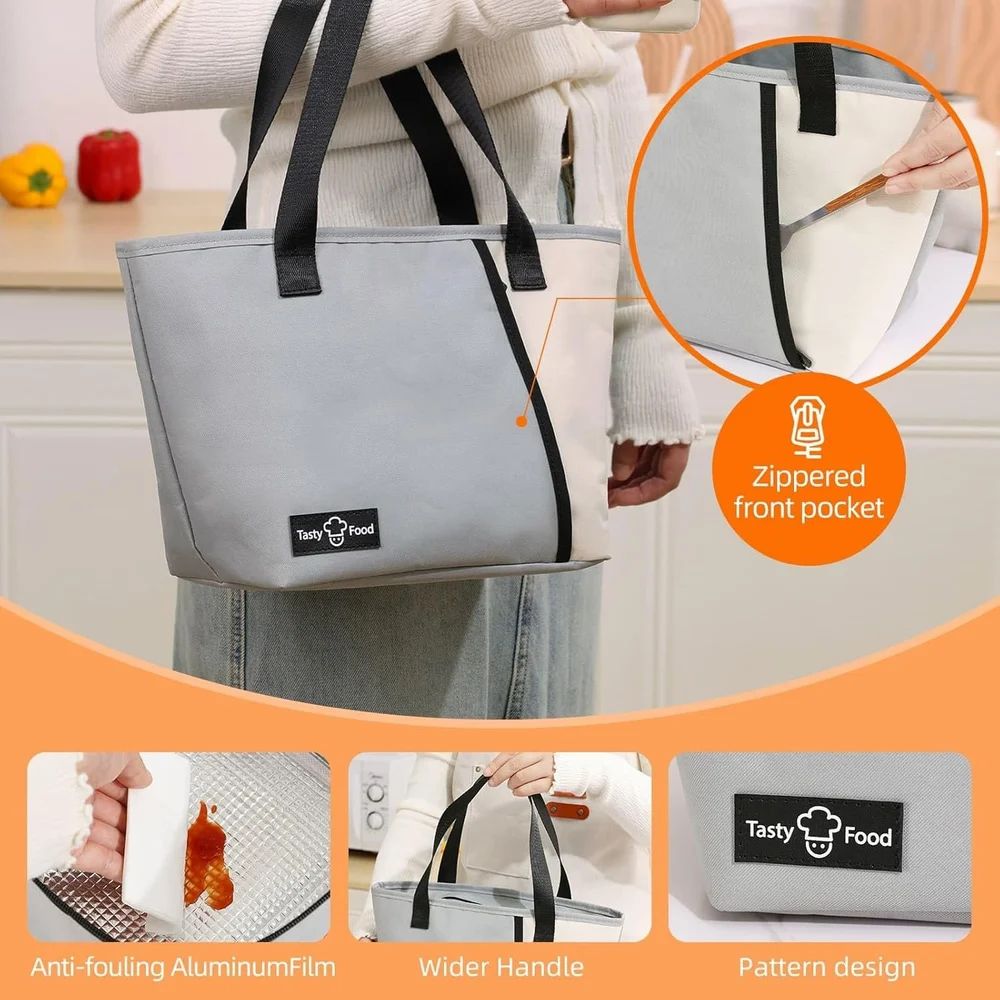compact insulated Oxford lunch bag with a waterproof aluminum foil