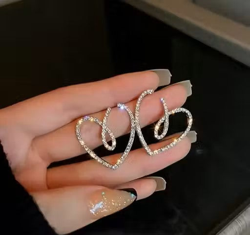 New design exuisite Rhinestone peach love Heart stud Earrings Women