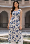 Stylish Floral Printed Sleeveless Kurti