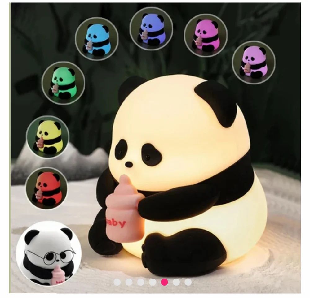 Multicolor RGB Silicone Panda Night Lamp with Touch Control (Rechargeable)