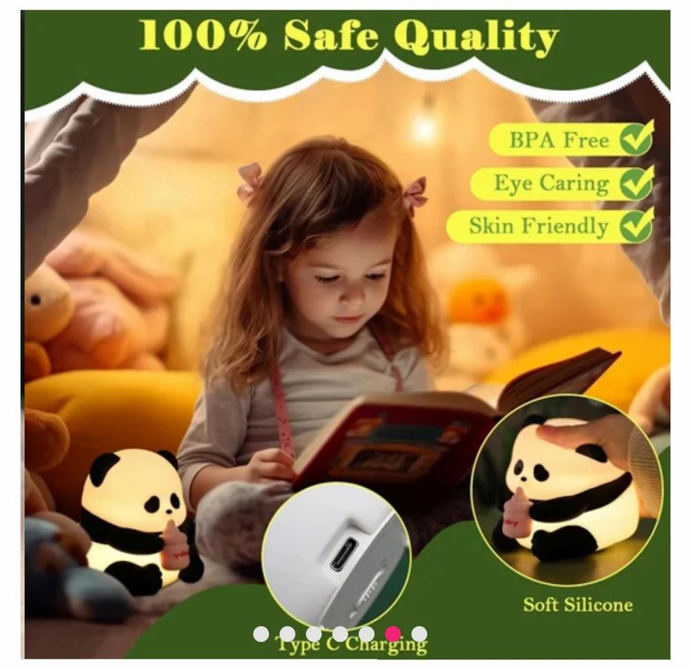 Multicolor RGB Silicone Panda Night Lamp with Touch Control (Rechargeable)
