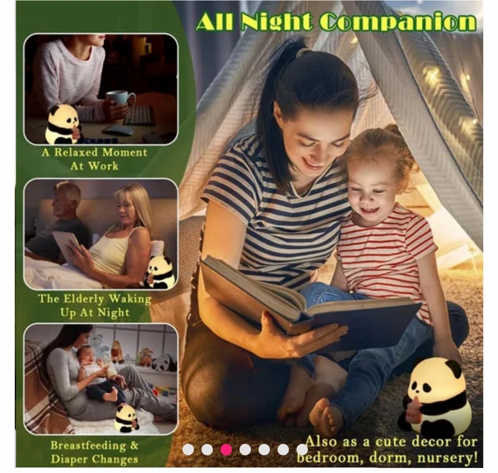 Multicolor RGB Silicone Panda Night Lamp with Touch Control (Rechargeable)