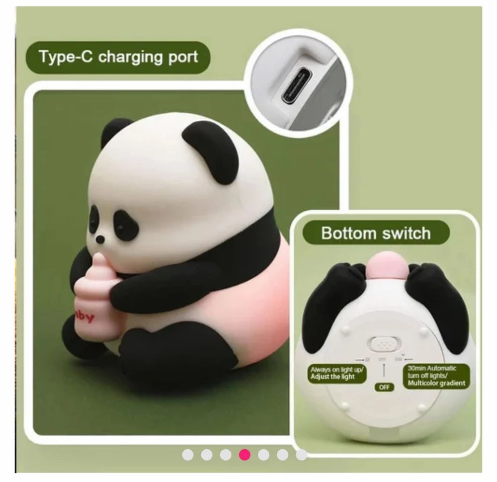 Multicolor RGB Silicone Panda Night Lamp with Touch Control (Rechargeable)