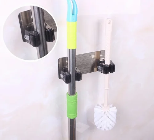 Mop And Broom Holder Multipurpose Wall Mounted Magic Holder Broom & Mop Organizer Storage Hooks