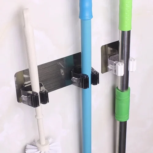 Mop And Broom Holder Multipurpose Wall Mounted Magic Holder Broom & Mop Organizer Storage Hooks