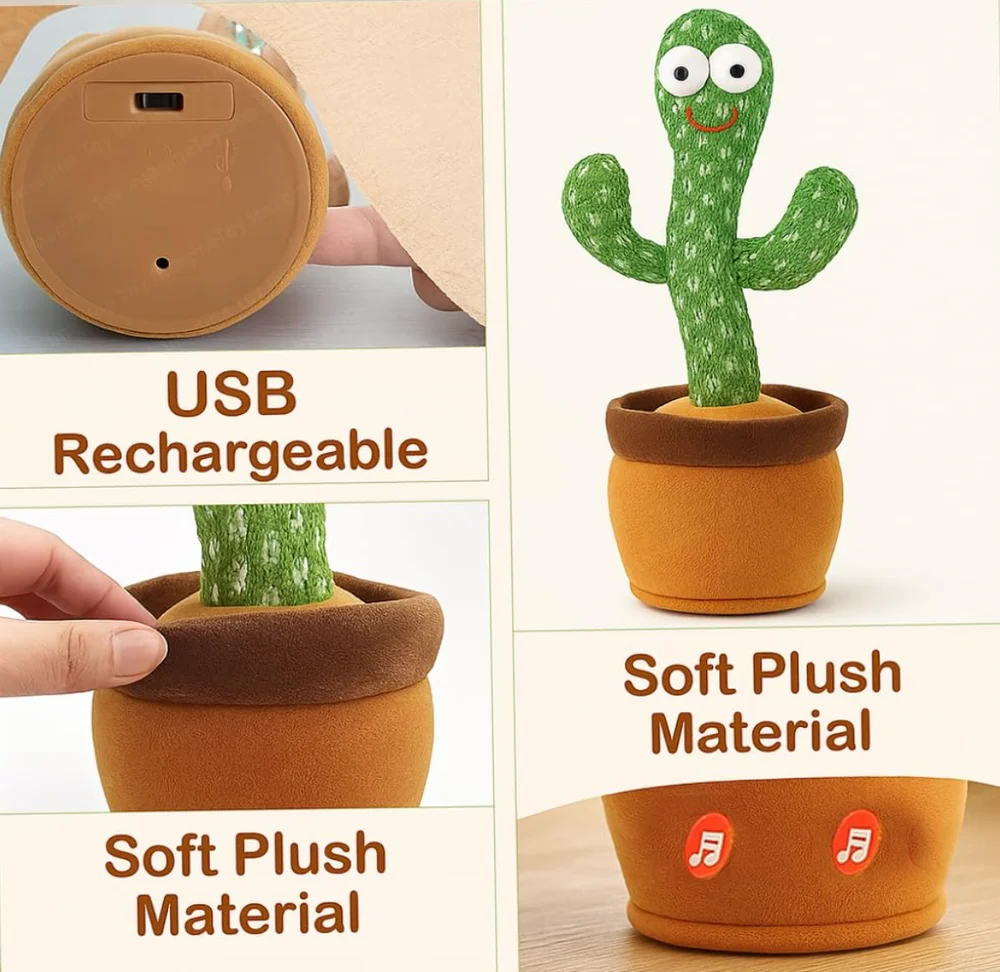 Rechargeable Talking Cactus Toy for Kids