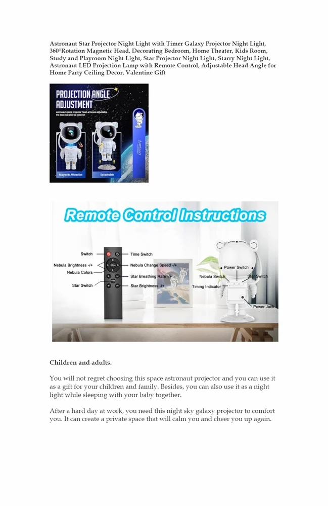 LED Star Projector Astronaut Galaxy Light Projector