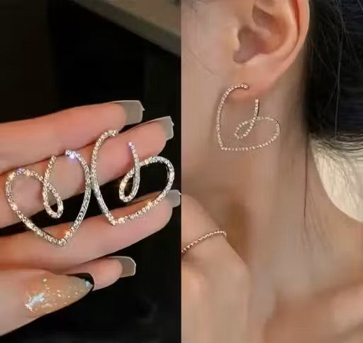 New design exuisite Rhinestone peach love Heart stud Earrings Women