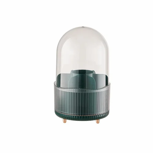 Plastic Box - Makeup Brush Holder with lid,360 Rotating Makeup Organizer