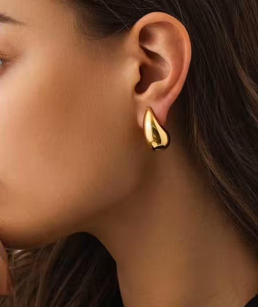 Glossy Teardrop Chunky Stud Earrings